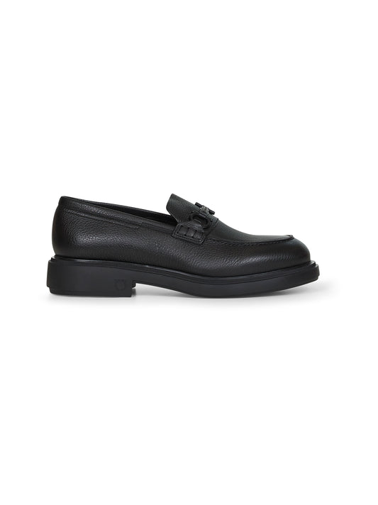 Black calfskin Gancini loafers