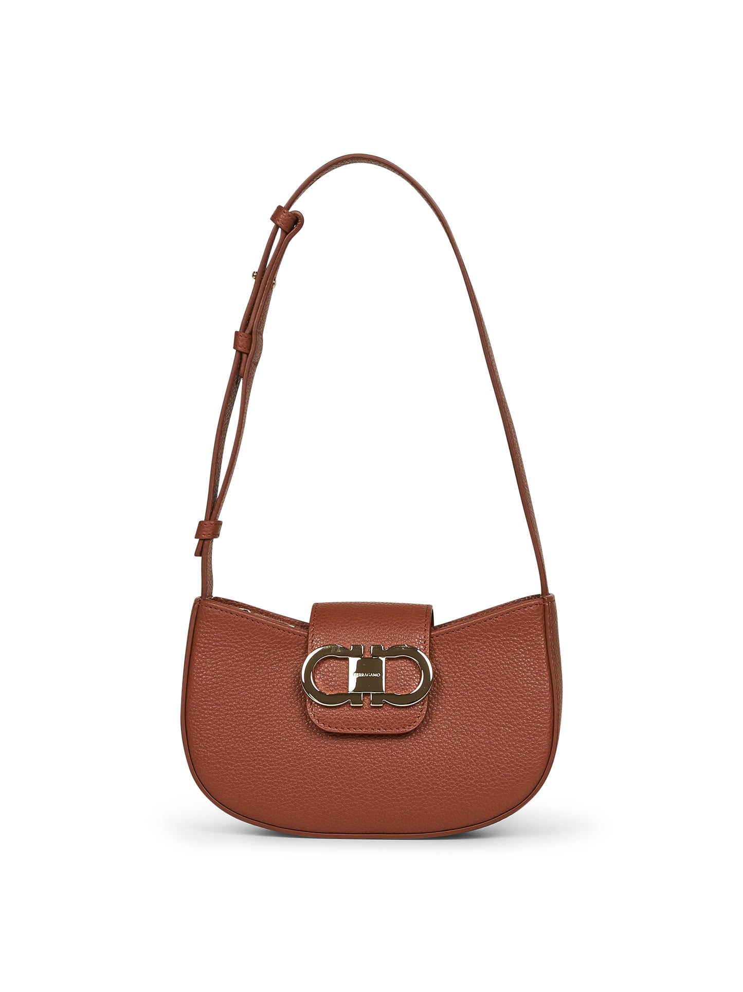 New cognac Double Gancini mini bag by Ferragamo