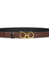 Cocoa brown leather Gancini reversible belt<BR/>