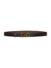 Cocoa brown leather Gancini reversible belt<BR/>