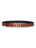 Cintura reversibile Gancini in pelle cognac<BR/>