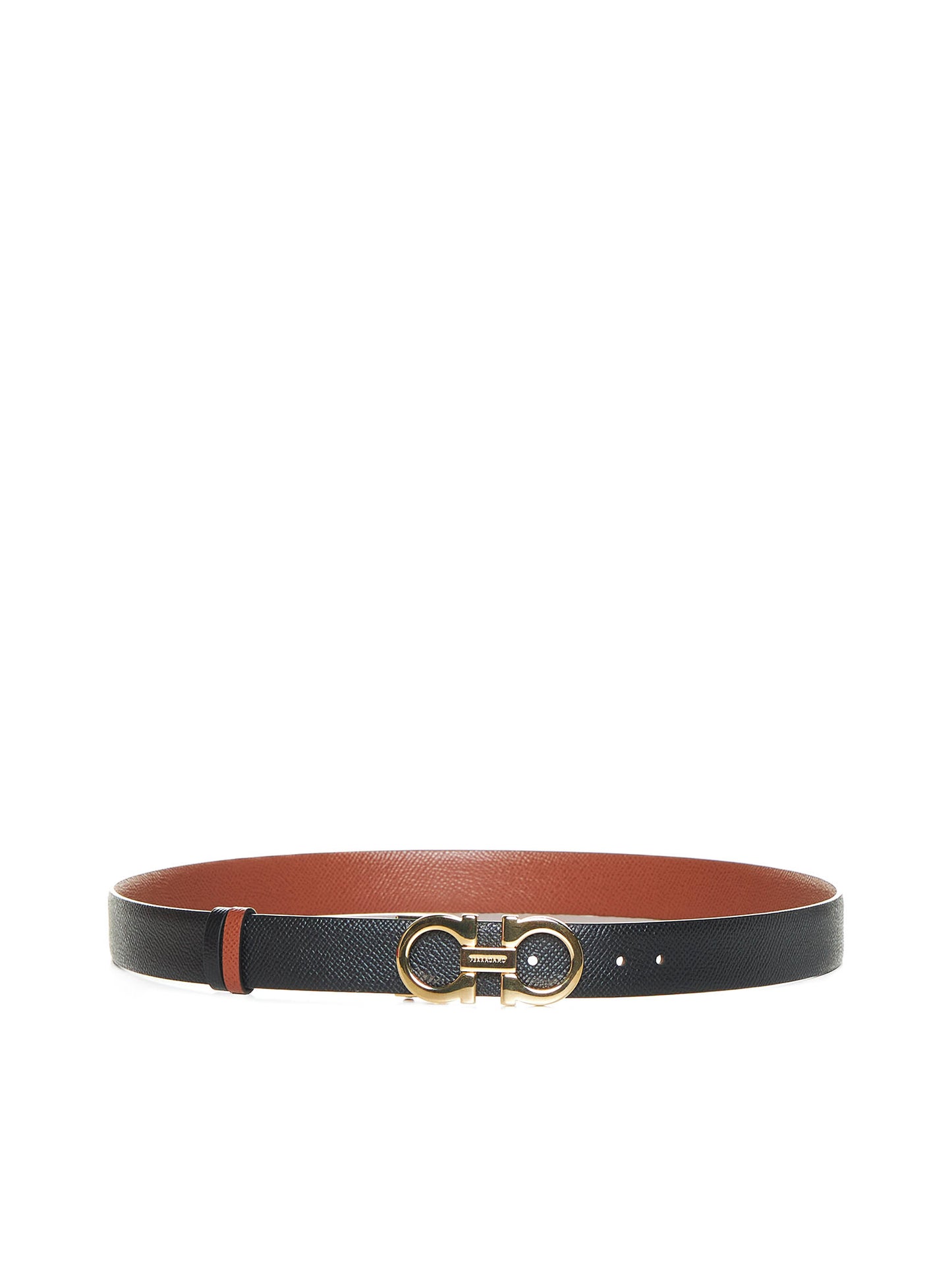 New cognac leather Gancini reversible belt