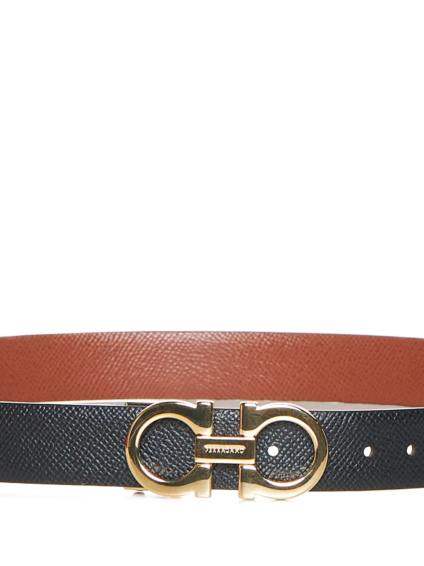 New cognac leather Gancini reversible belt