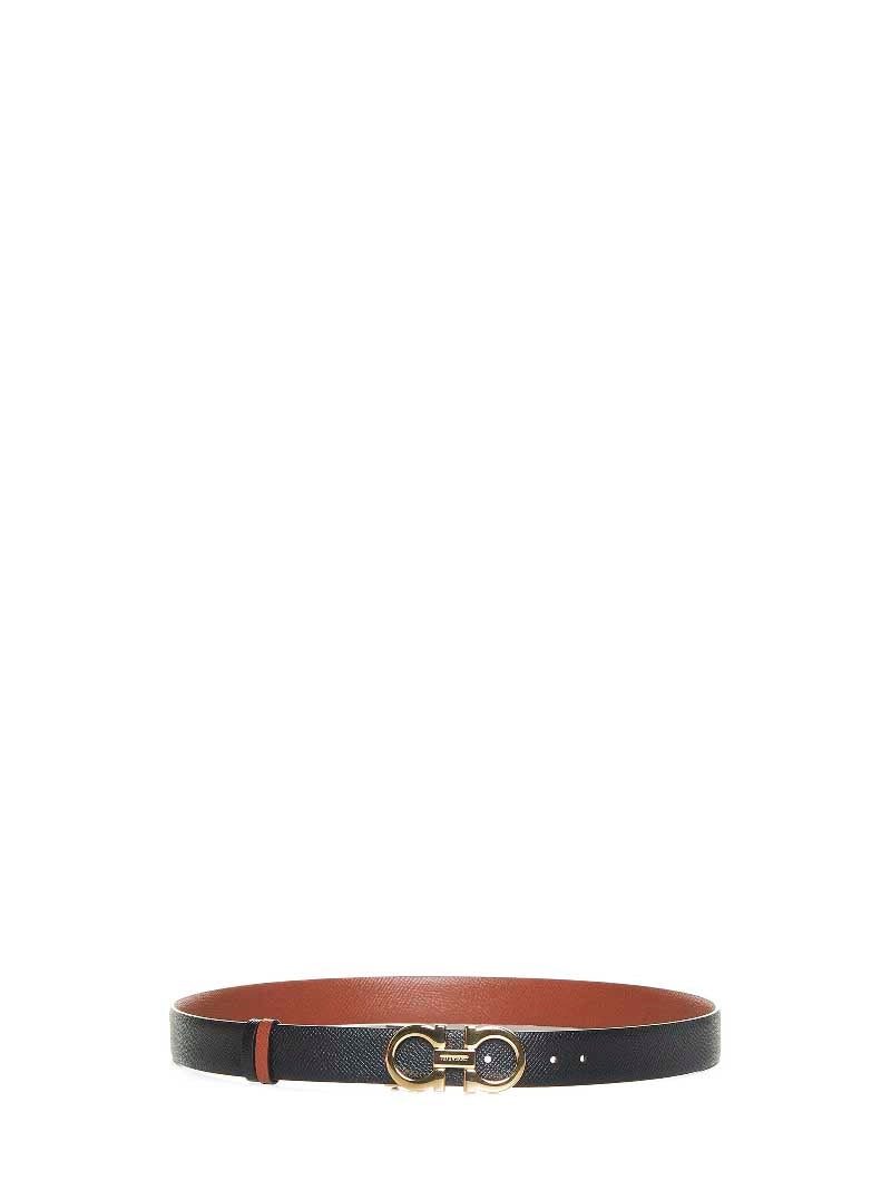 New cognac leather Gancini reversible belt