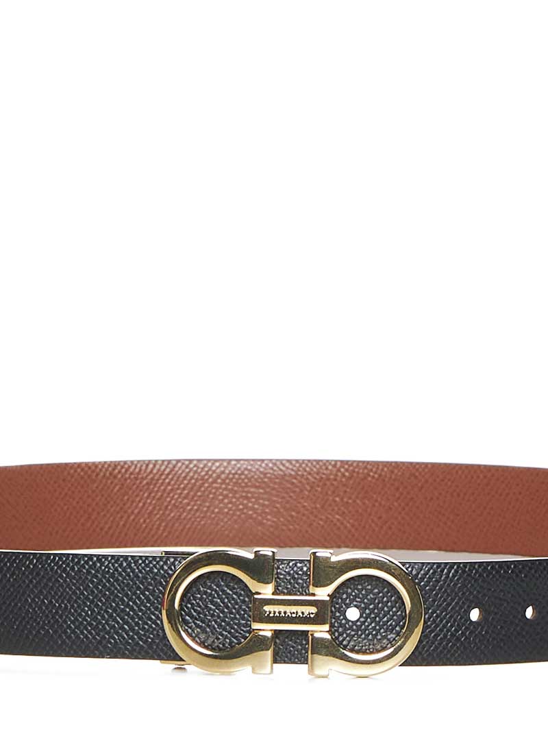 New cognac leather Gancini reversible belt