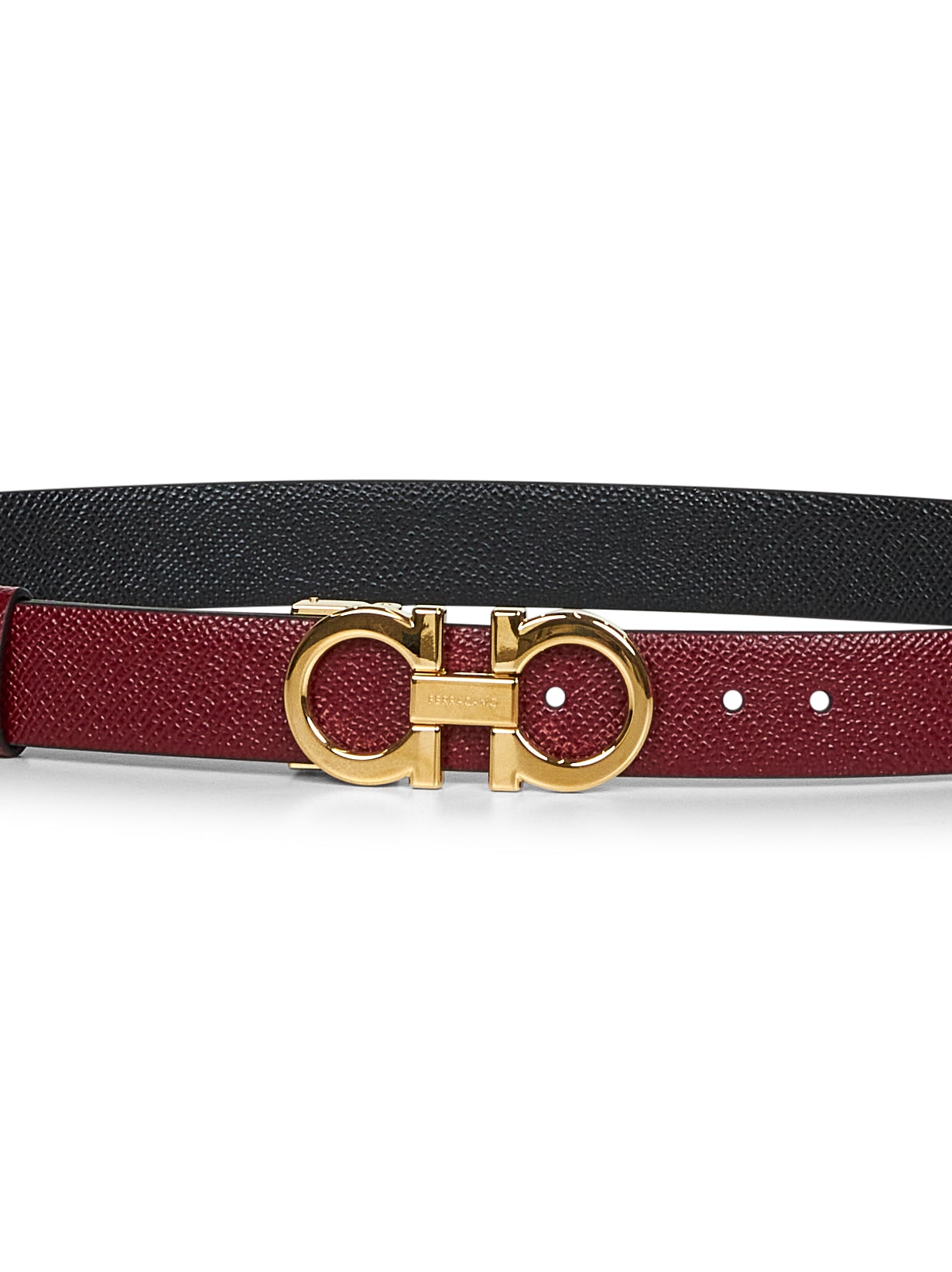 Cintura reversibile Gancini in pelle borgogna