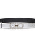 Silver laminated calf leather Gancini belt