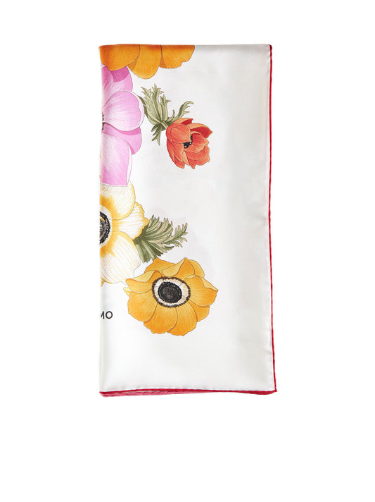 Silk Scarf with Anemone Print