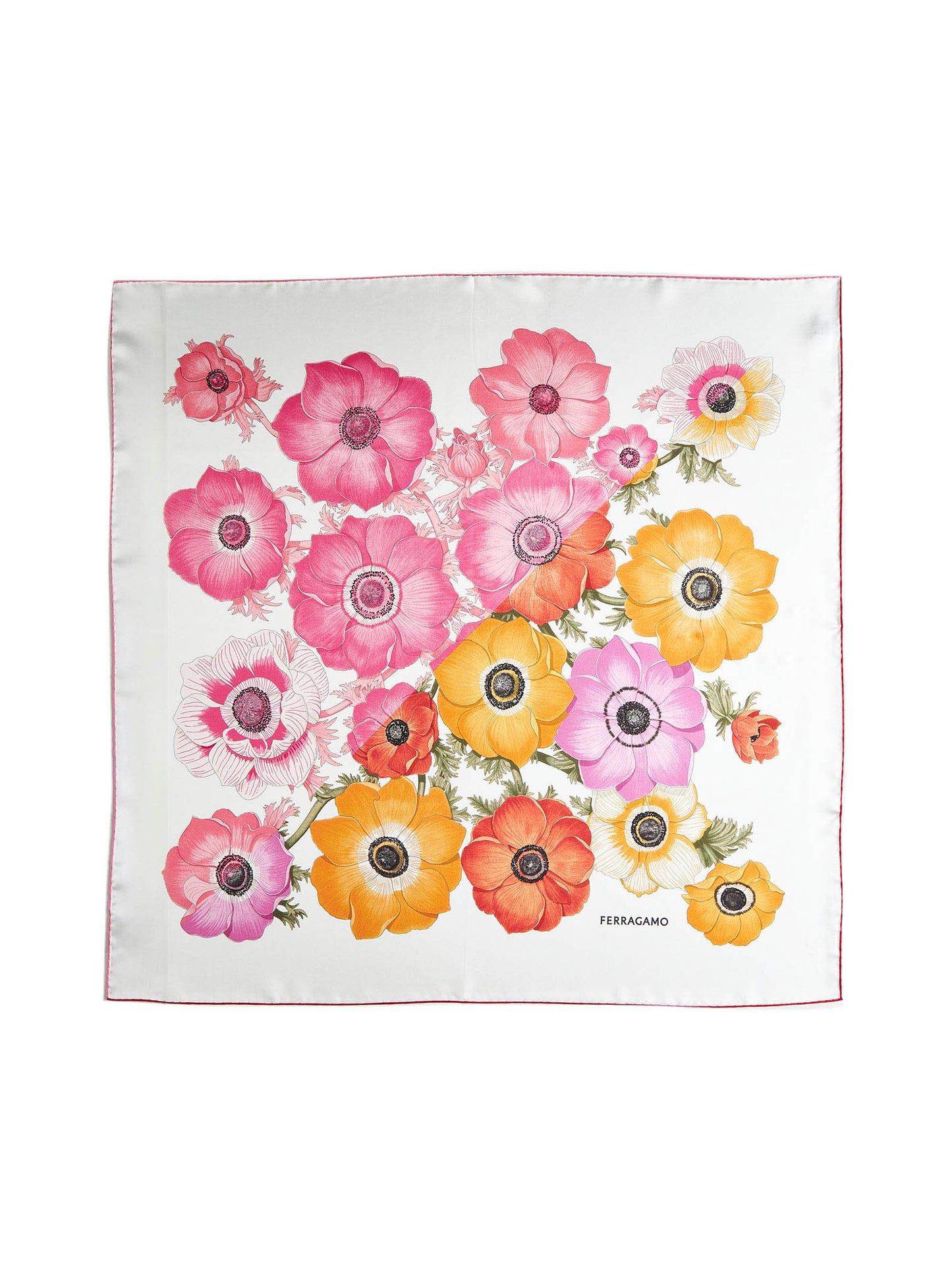 Silk Scarf with Anemone Print