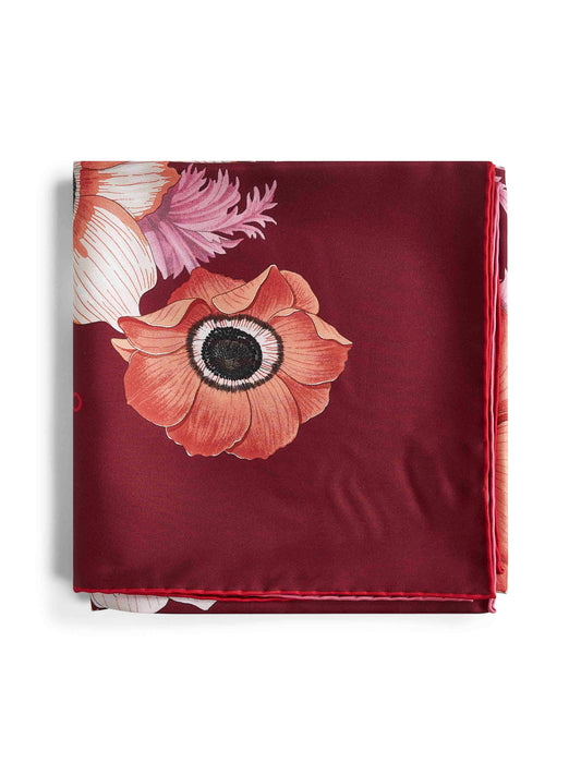 Anemone print silk twill scarf
