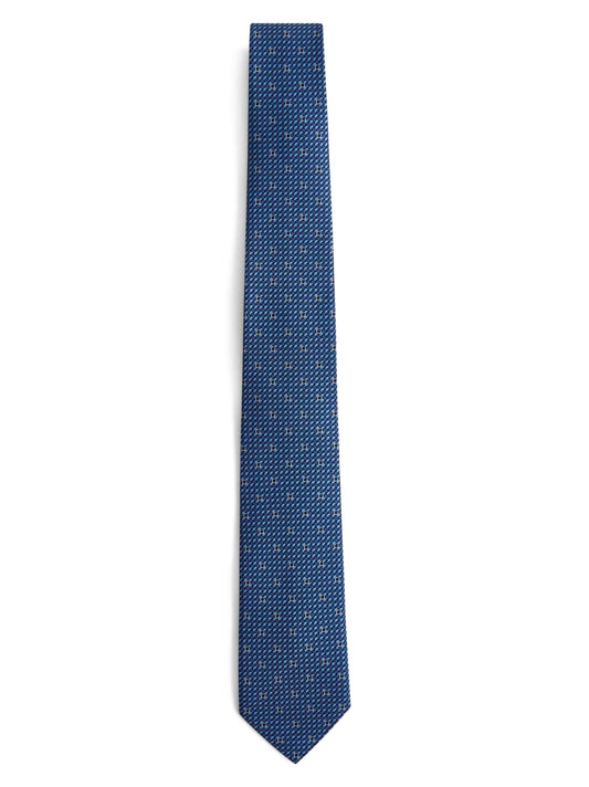 Cravatta in seta blu stampa Gancini