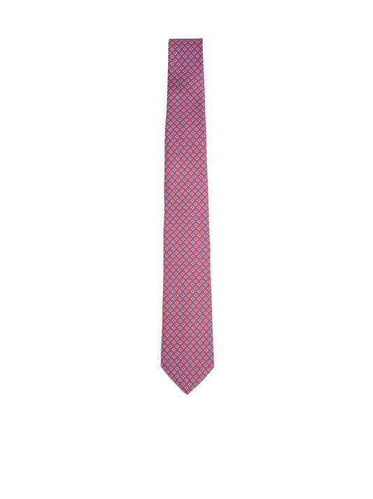Red silk Tetris print tie
