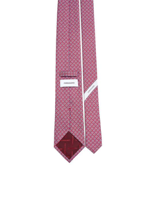 Red silk Tetris print tie