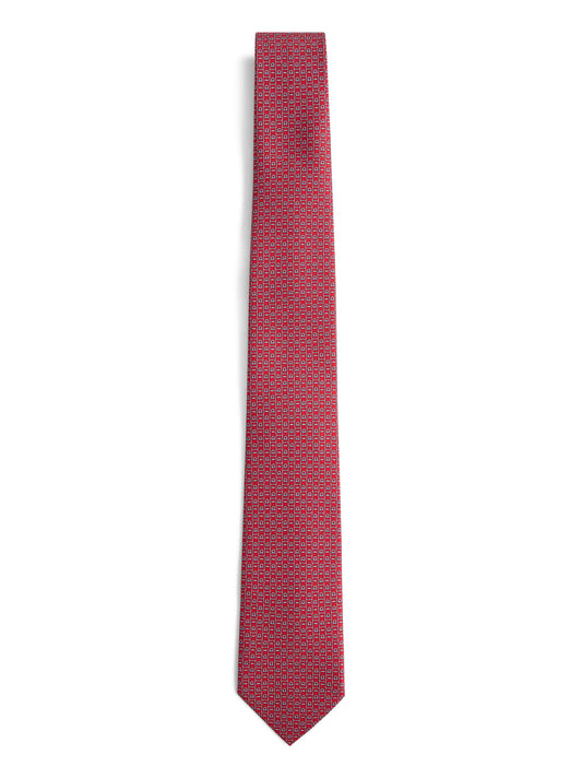 Cravatta in seta rossa stampa Ferragamo Monogram