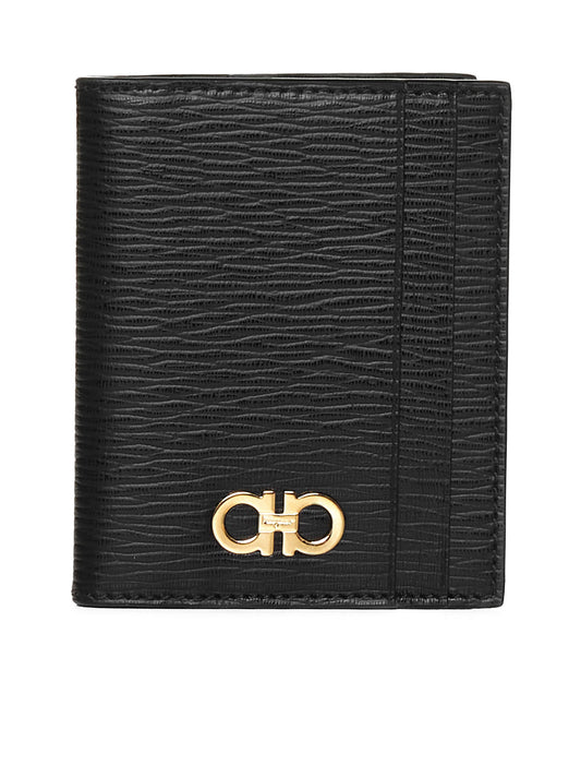 Gancini leather bifold wallet <BR/>