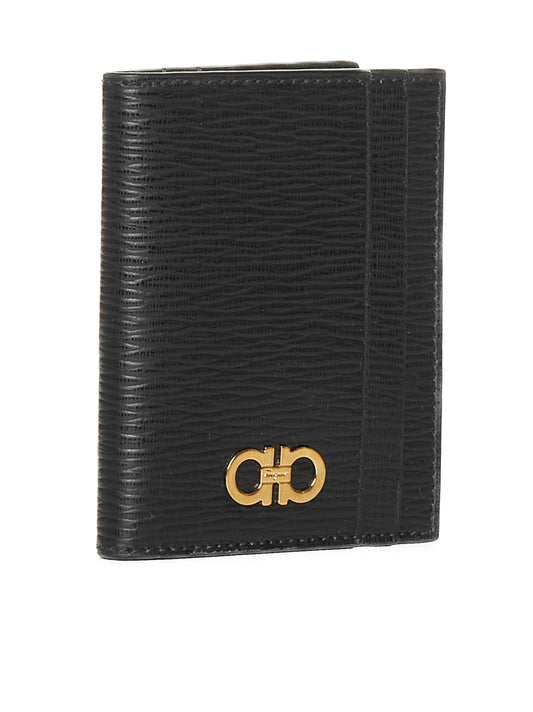 Gancini leather bifold wallet <BR/>