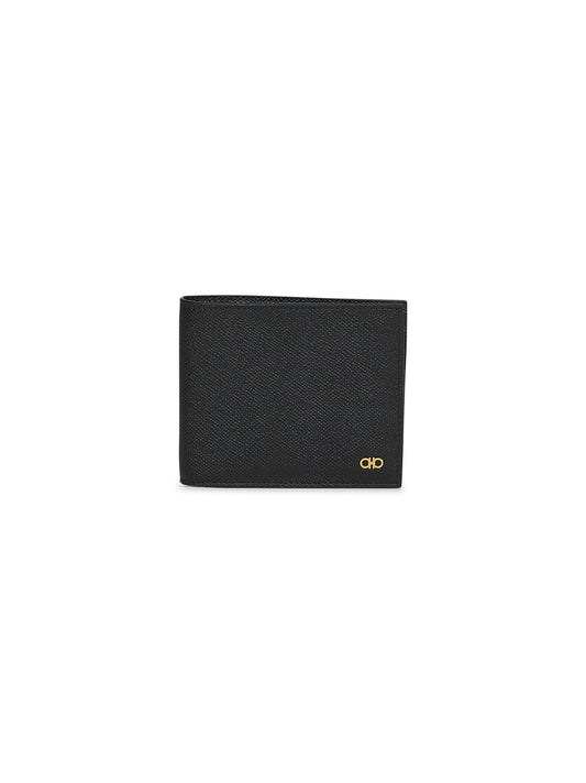 Black hammered calfskin Gancini wallet