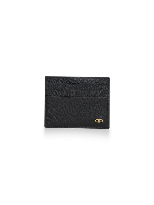 Porta carte di credito Gancini in pelle nera