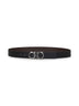Black leather Gancini reversible belt