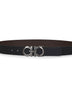 Black leather Gancini reversible belt