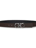 Black leather Gancini reversible belt