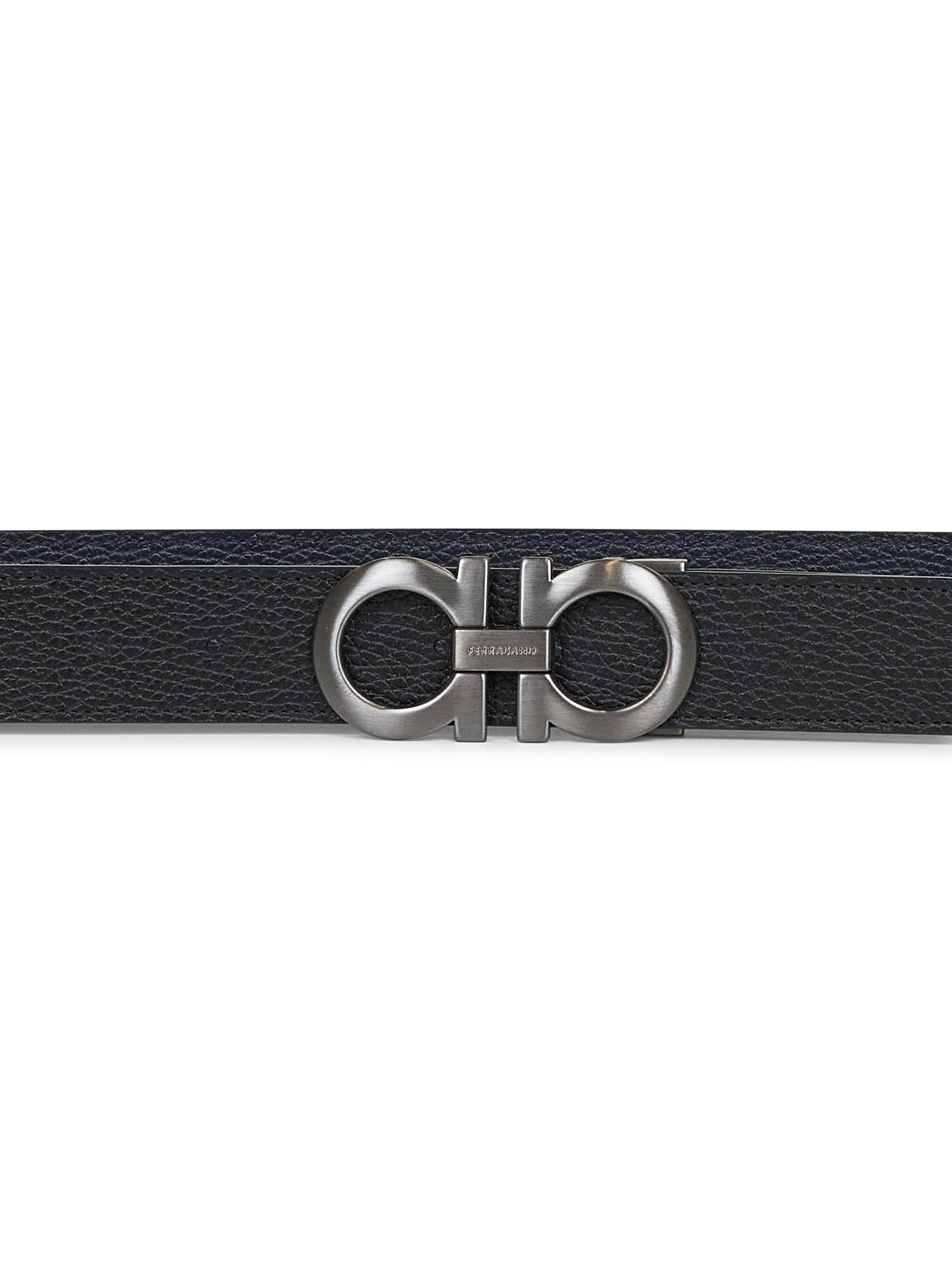 Cintura reversibile Gancini in pelle nera