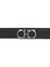 Cintura reversibile Gancini in pelle nera
