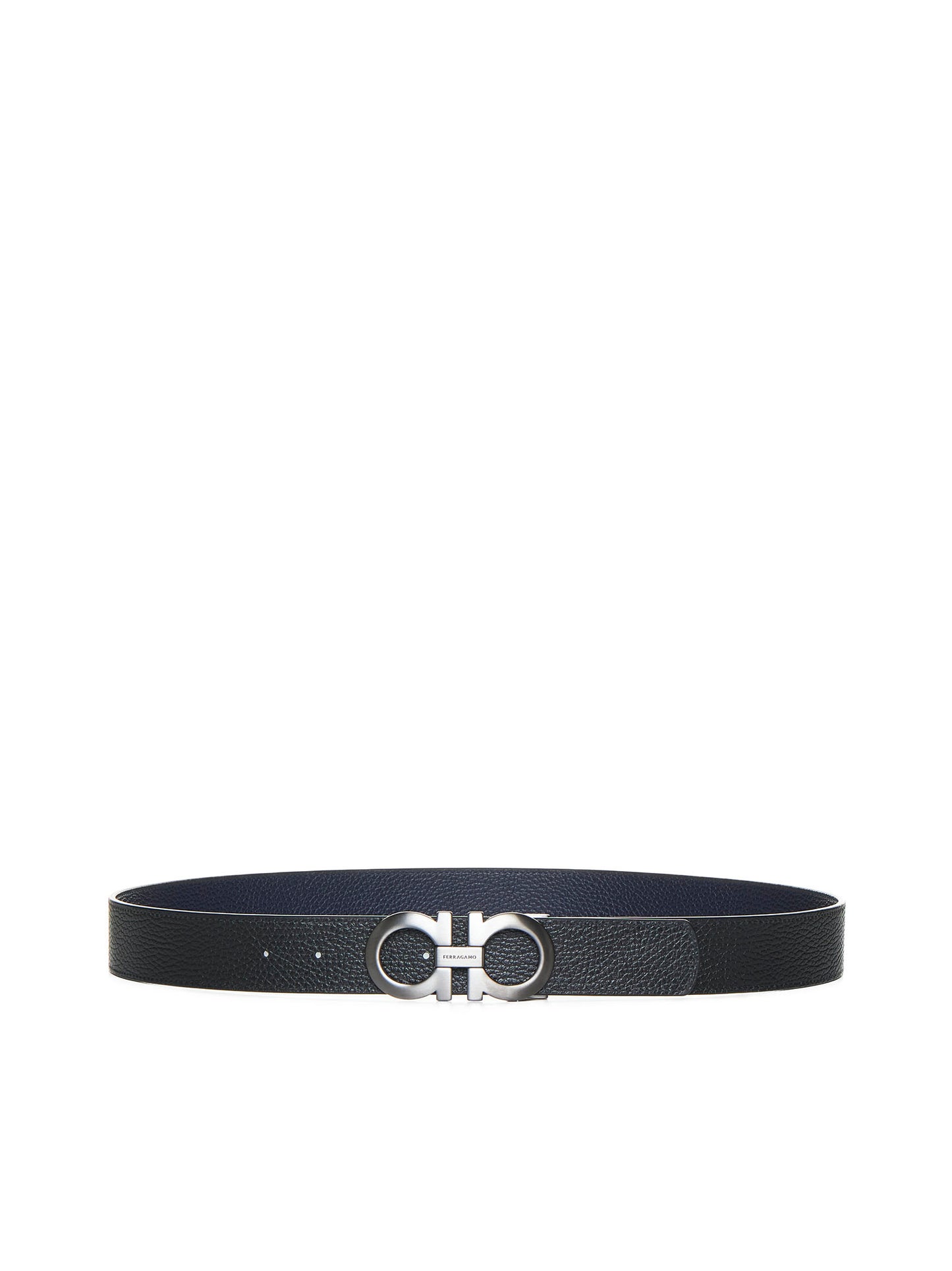 Black leather reversible Gancini belt