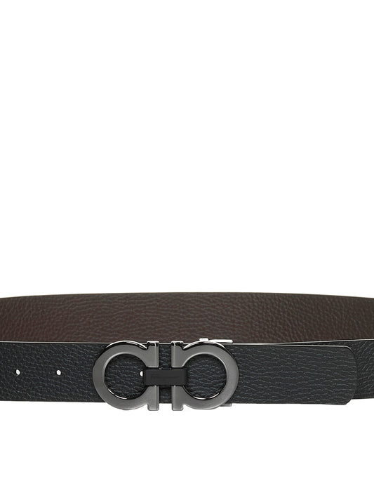 Cintura Gancini reversibile in pelle