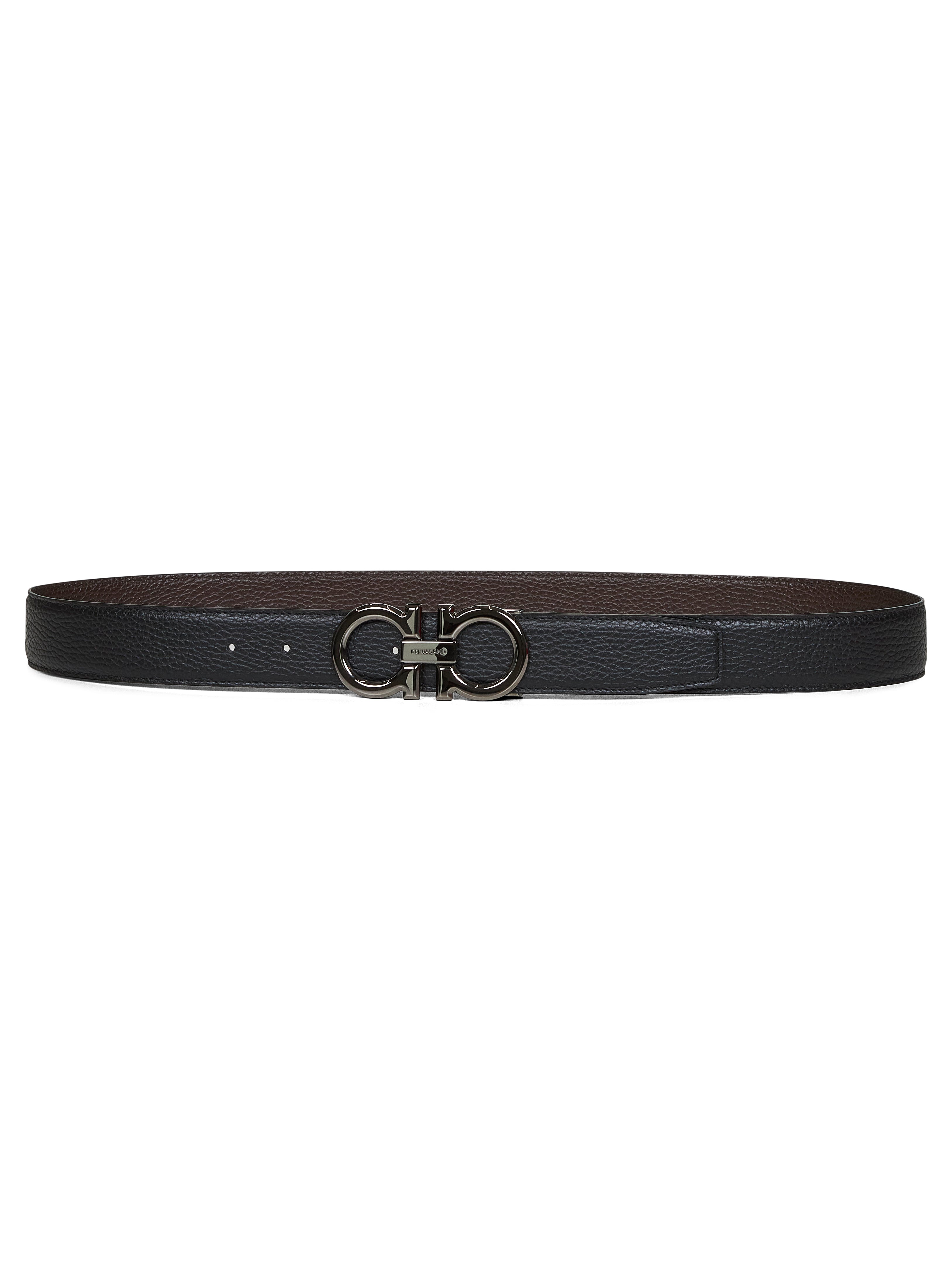 Black leather reversible Gancini belt – Daniello.com