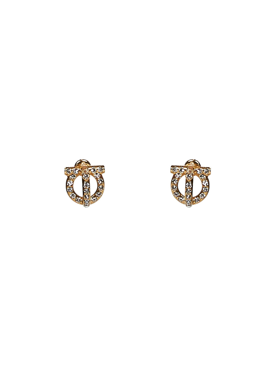 Orecchini Gancini crystals in ottone oro