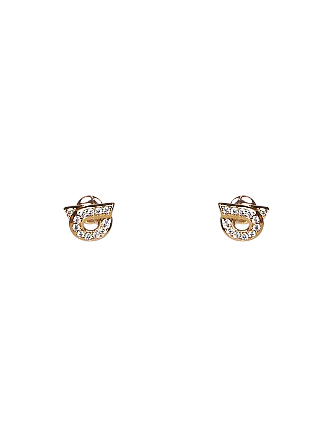 Gold Gancini earrings with rhinestones - size 10
