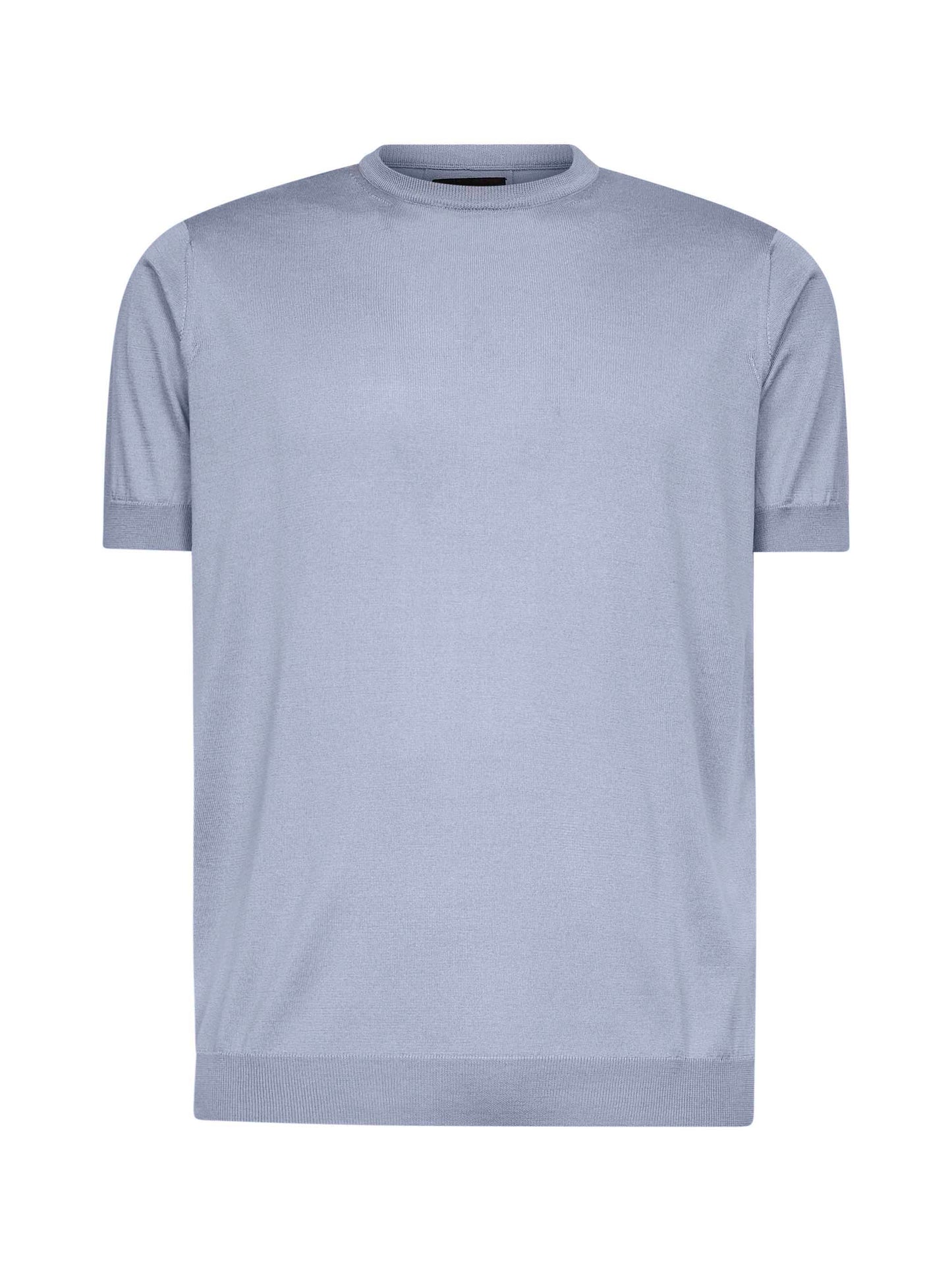 Maglia a manica corta in seta e cotone azzurro