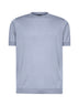 Maglia a manica corta in seta e cotone azzurro