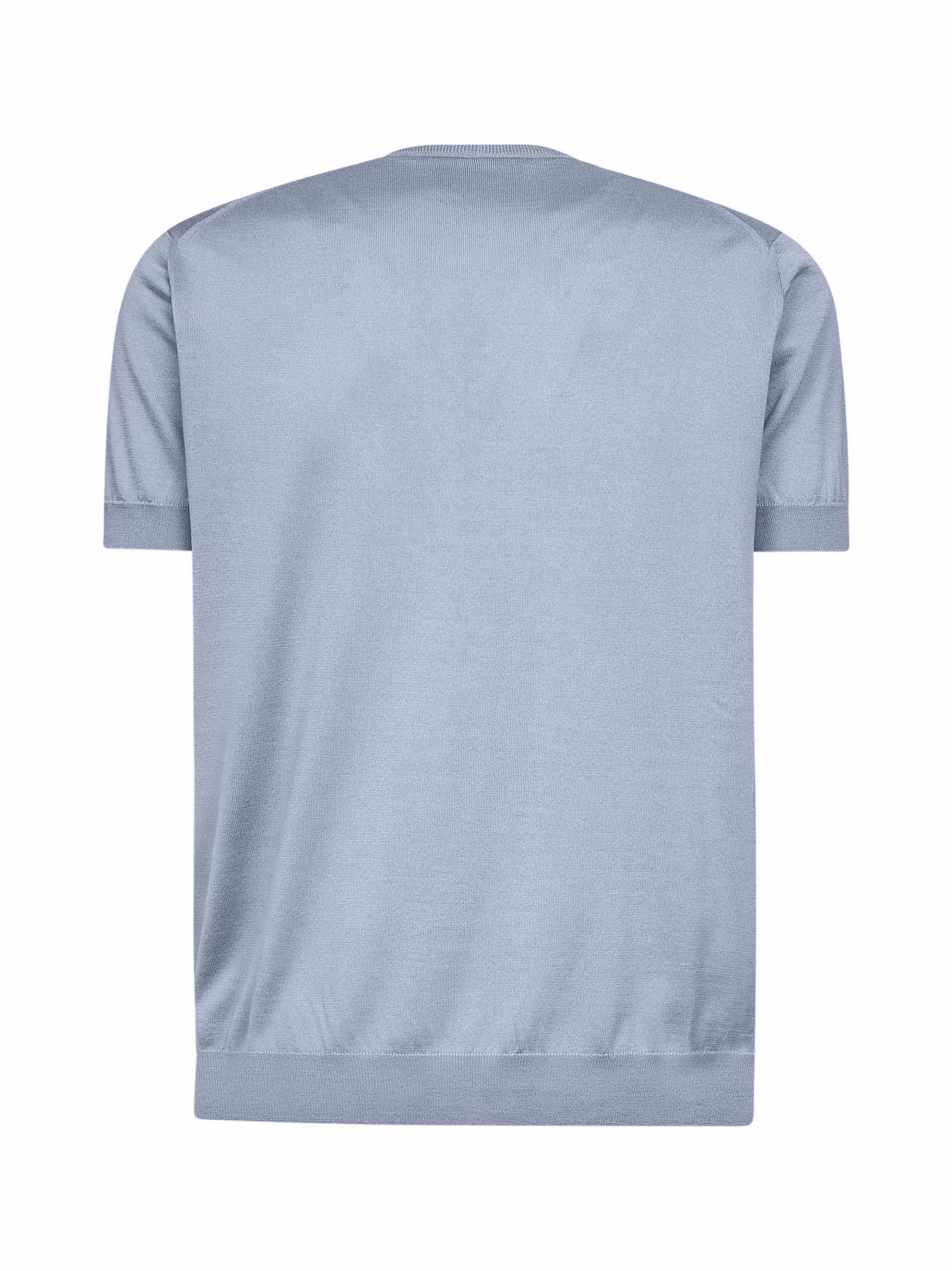 Maglia a manica corta in seta e cotone azzurro