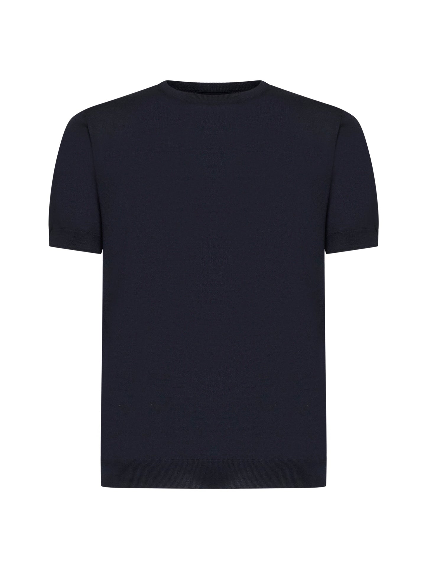 Short-sleeved crew-neck sweater in silk and cotton