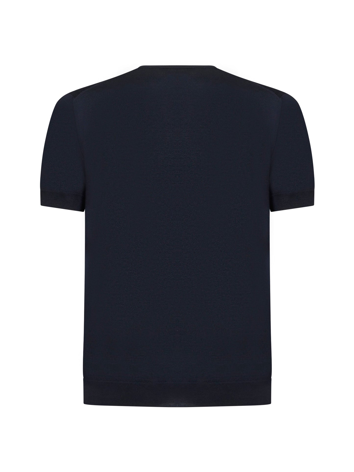 Short-sleeved crew-neck sweater in silk and cotton