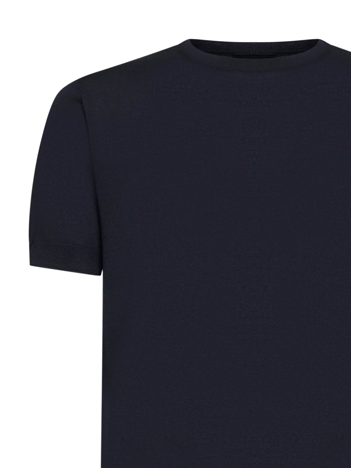 Short-sleeved crew-neck sweater in silk and cotton