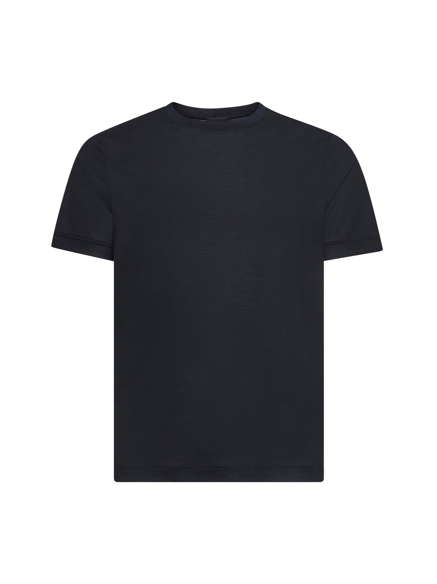 T-shirt girocollo in lana vergine blu