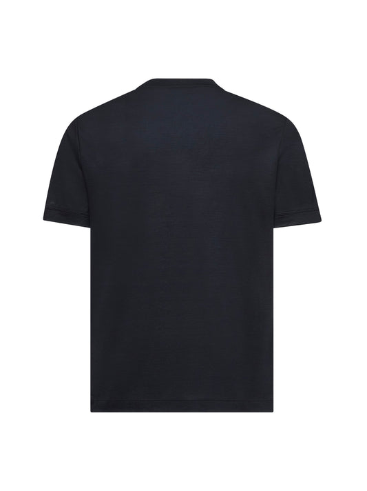 T-shirt girocollo in lana vergine blu