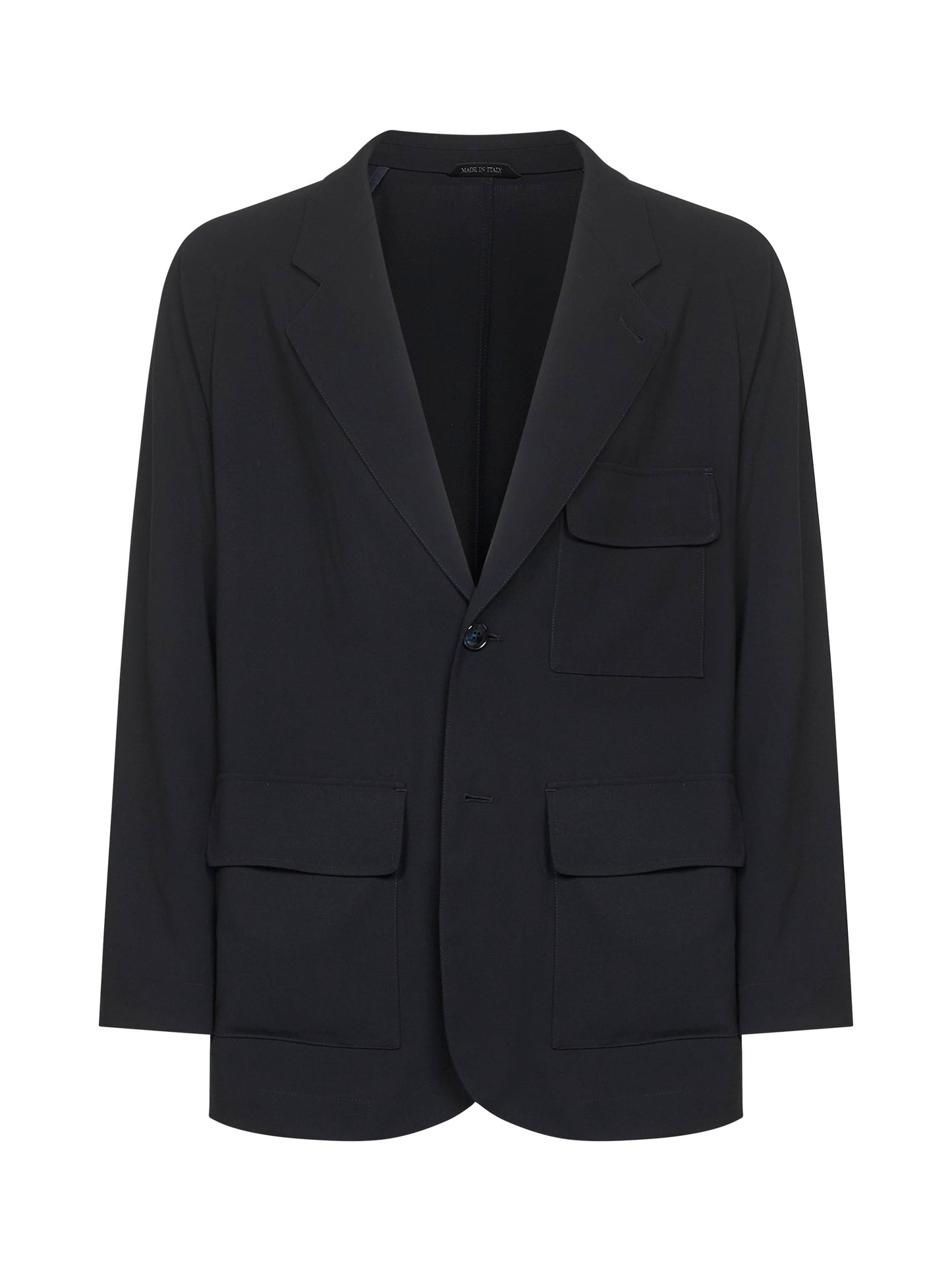 Blue wool crepe single-breasted jacket
