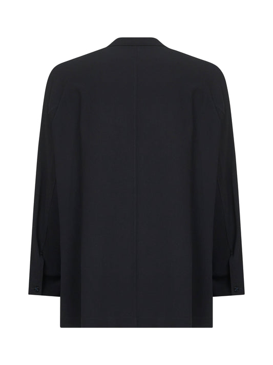 Blue wool crepe single-breasted jacket