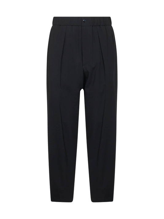 Pantaloni a una pince in crepe di lana blu