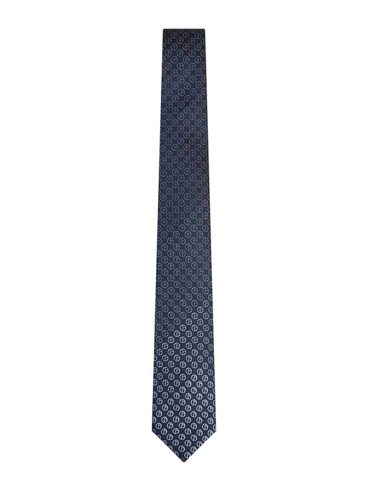 Blue jacquard silk tie
