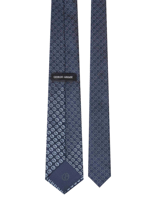 Blue jacquard silk tie