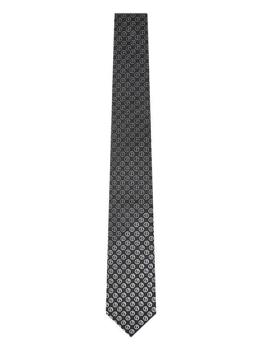 Black jacquard silk tie