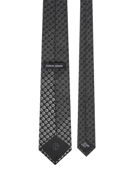 Black jacquard silk tie
