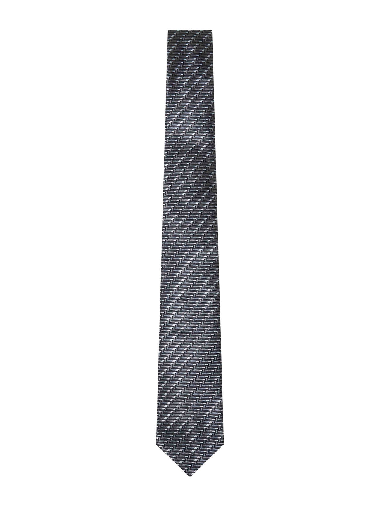 Grey chevron jacquard silk tie