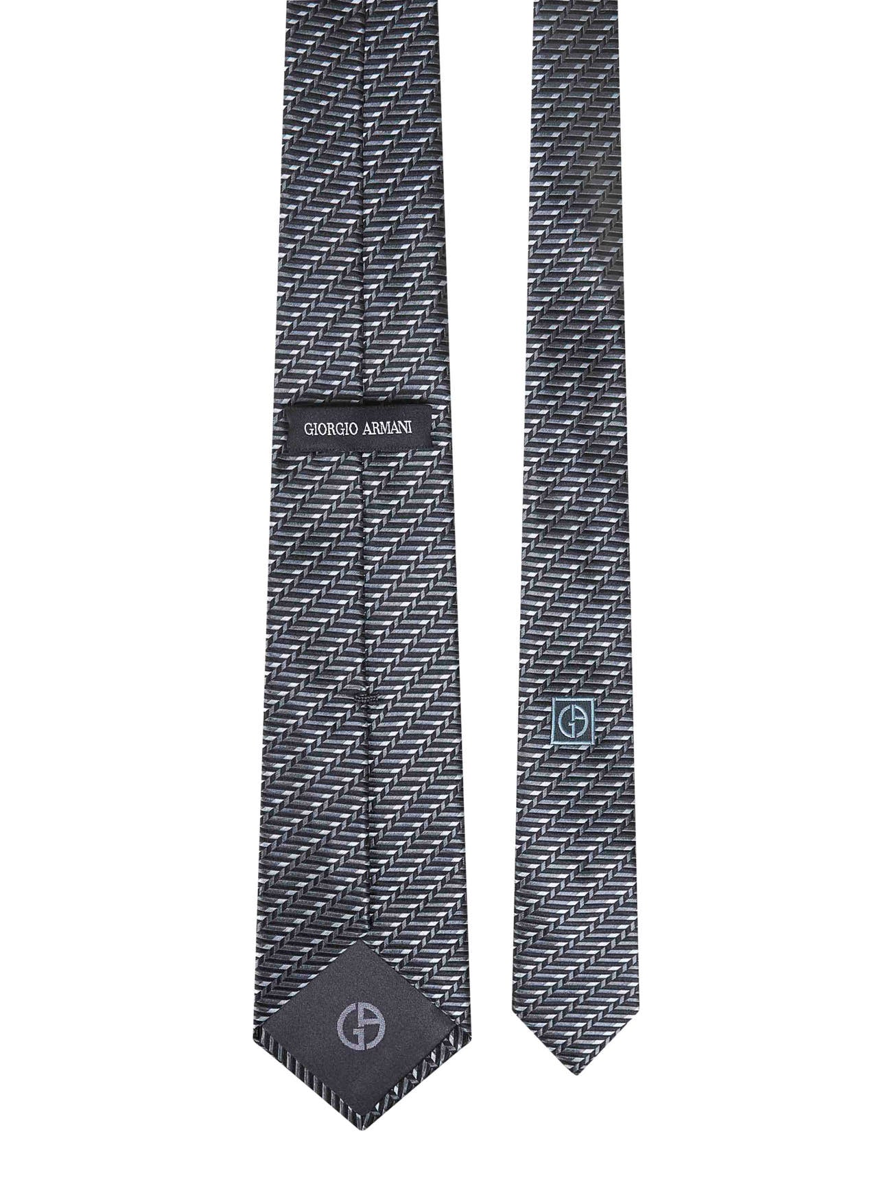 Grey chevron jacquard silk tie