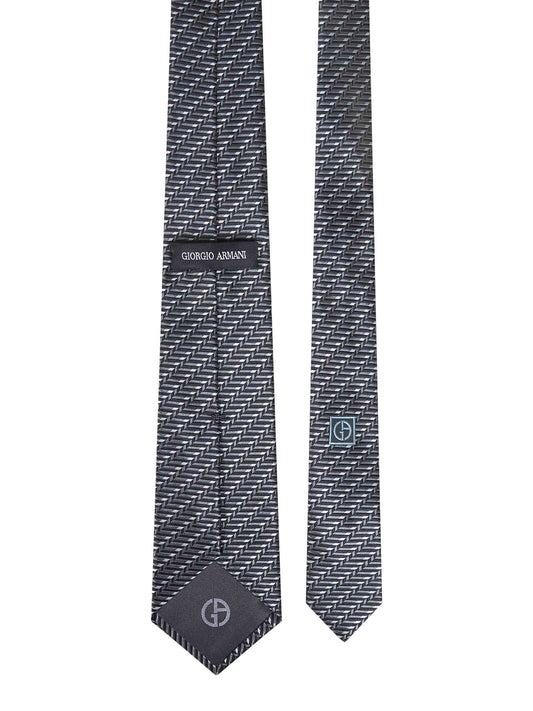 Grey chevron jacquard silk tie